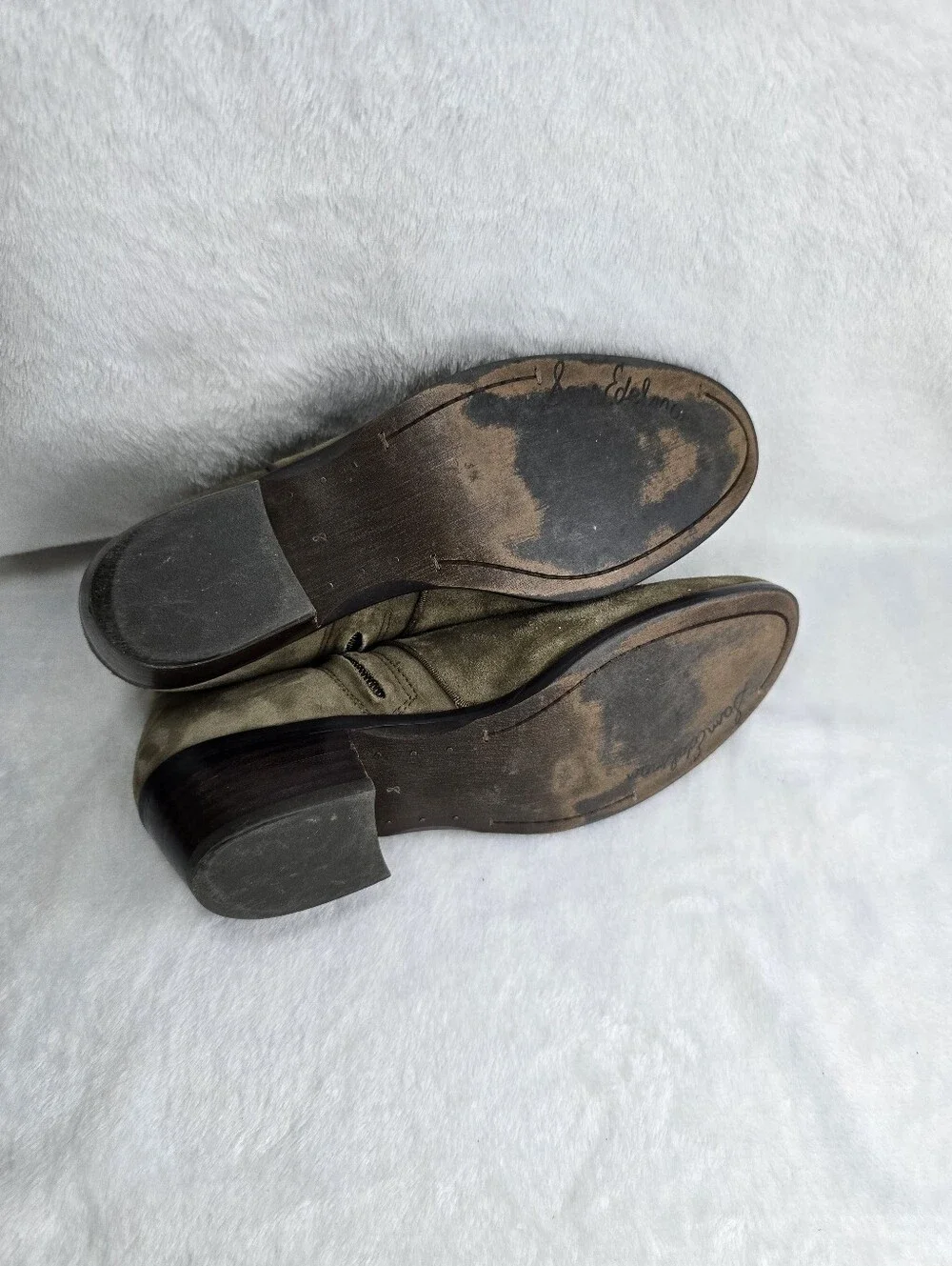 Sam Edelman Petty Suede Ankle Booties Olive Moss Womens size 8 See Description